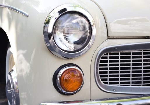 Close up photo of headlight retro car