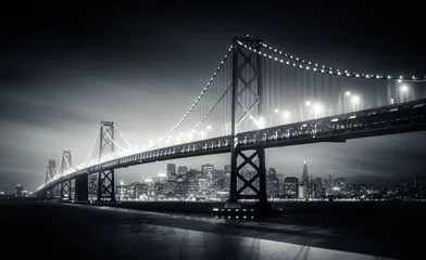 Papier Peint photo Lavable San Francisco Pont de la baie de San Francisco la nuit
