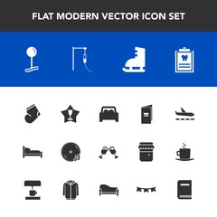 Modern, simple vector icon set with album, sport, medicine, drink, clinic, glass, winter, plane, warm, first, wine, red, dentistry, vehicle, dentist, home, bed, alcohol, socks, winner, award icons