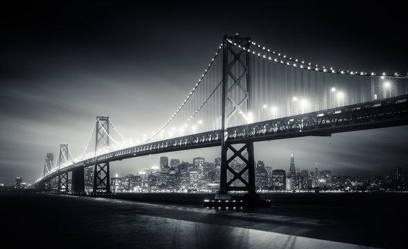 Fototapeta San Francisco Bay Bridge at night