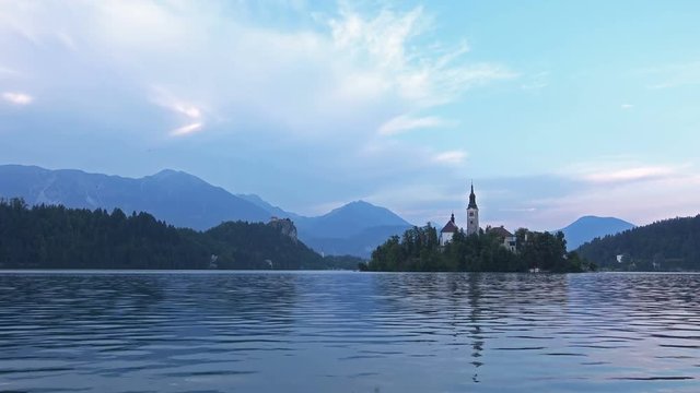 Timelapse of the Island Bled in the Julian Alps in Slovenia. 4K Video Clip
