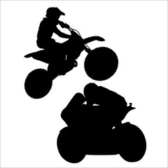 Raster image of a motorcyclist silhouette on a white background