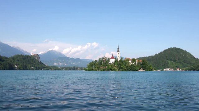 Timelapse of the Island Bled in the Julian Alps in Slovenia. 4K Video Clip