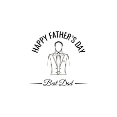 Happy Fathers Day greeting card. Elegant costume, Necktie. Best dad lettering. Suit, Tie. Dad gift. Vector.