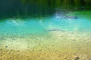 Mountain lake with clear water