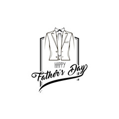 Happy Fathers day. Suit, Necktie. Happy fathers day card design with Big Tie and elegant costume. Vector.