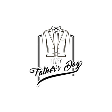 Happy Fathers day. Suit, Necktie. Happy fathers day card design with Big Tie and elegant costume. Vector.
