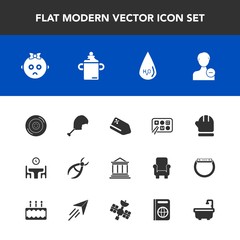 Modern, simple vector icon set with clinic, auto, child, cute, profile, water, chicken, automobile, table, bird, baby, discount, drink, car, scarf, warm, medical, dentist, food, winter, meat icons