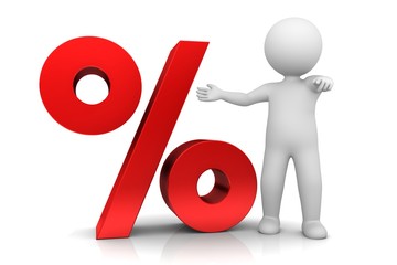 percent sign 3d red percentage  isolated