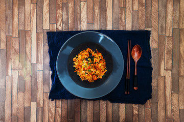 asian food fried noodle on the table
