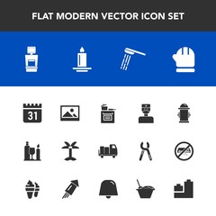 Modern, simple vector icon set with warm, delivery, hygiene, drink, xray, bath, tropical, winter, water, modern, fire, truck, alcohol, bathroom, shower, schedule, kitchen, season, oven, wine icons