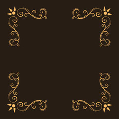 Ornamental corner, decorative frame. Flourish filigree page decorations. Swirls. Wedding invitations, Greeting card, Menu design. Vector.
