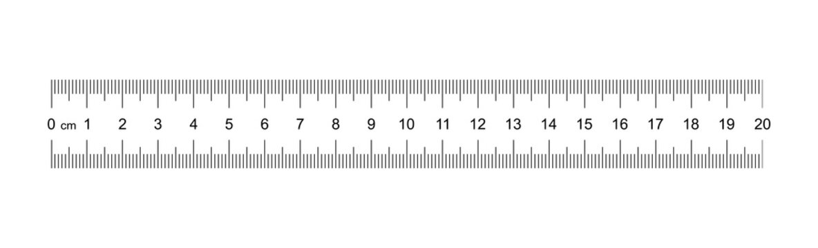 Ruler 20 cm. Measuring tool. Ruler Graduation. Ruler grid 20 cm. Size indicator units. Metric Centimeter size indicators. Vector AI10