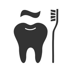 Correct teeth brushing glyph icon
