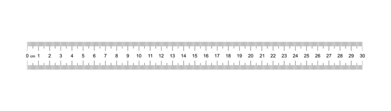 Ruler 30 cm. Measuring tool. Ruler Graduation. Ruler grid 30 cm. Size indicator units. Metric Centimeter size indicators. Vector AI10