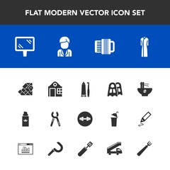 Modern, simple vector icon set with sign, business, water, building, map, bowl, chinese, sea, accordion, industrial, boy, beauty, travel, noodle, equipment, gym, food, hygiene, fashion, female icons