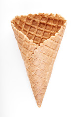 waffle ice cream cone isolated on white background