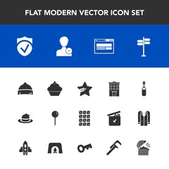 Modern, simple vector icon set with real, check, style, bar, direction, map, service, medicine, profile, business, user, headwear, account, restaurant, technology, laboratory, repair, dessert icons