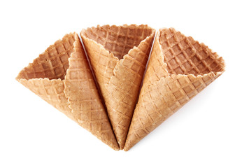waffle ice cream cone isolated on white background