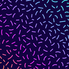 Abstract modern pop art vector seamless pattern with gradient forms in trendy memphis 80s-90s style on dark background.
