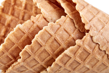 waffle ice cream cone isolated on white background