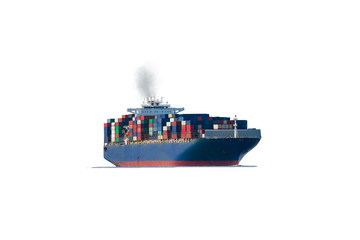 cargo ship, container vessel on white background isolate for freight shipping logistic and...