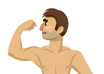 naked male torso. cartoon man showing muscles
