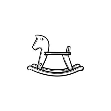 Rocking horse swing hand drawn outline doodle icon