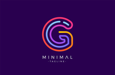 Minimal line font style G Letter Logo in colorful stroke for personal and corporate identity