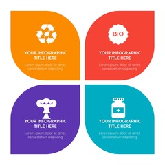 Flat health, science, nature infographic timeline template with floral shape for presentations, advertising, annual reports