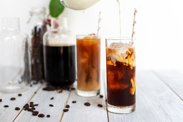 homemade cold brew coffee with milk summer beverage