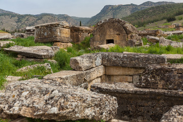 Fototapeta na wymiar Ruins of ancient city, Hierapolis near Pamukkale, Turkey