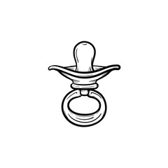 Pacifier hand drawn outline doodle icon. Baby pacifier, nipple sign symbol as childhood concept vector sketch illustration for print, web, mobile and infographics isolated on white background.