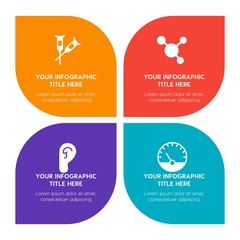 Flat health, science, nature infographic timeline template with floral shape for presentations, advertising, annual reports