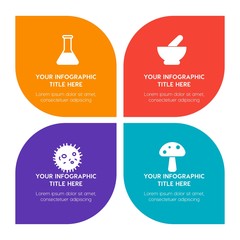 Flat health, science, nature infographic timeline template with floral shape for presentations, advertising, annual reports