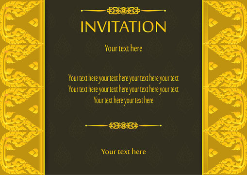 Luxury golden vintage invitation card template vector illustration