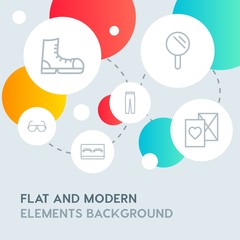 clothes, valentine, beauty and cosmetics outline vector icons and elements background with circle bubbles networks.Multipurpose use on websites, presentations, brochures and more