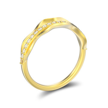 3D illustration isolated gold decorative diamond ring with shadow
