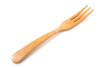Wooden fork isolated on a white background