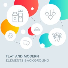 clothes, valentine, beauty and cosmetics outline vector icons and elements background with circle bubbles networks.Multipurpose use on websites, presentations, brochures and more