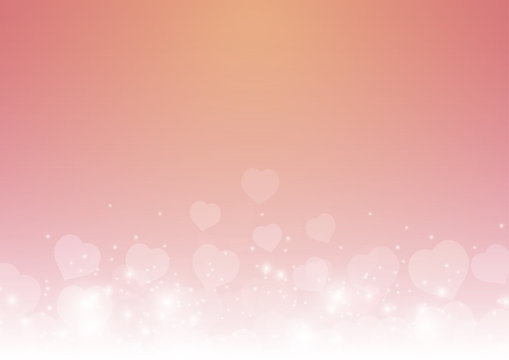 Hearts with sparkling bokeh light abstract texture background vector illustration