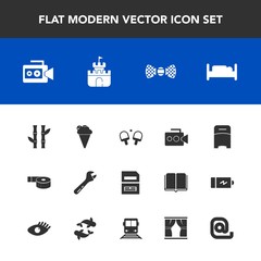 Modern, simple vector icon set with tool, tape, office, food, bed, furniture, fashion, toy, asia, nature, ice, game, double, white, file, plant, tennis, message, bow, sport, adhesive, save, mail icons