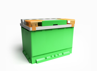 battery batteries accumulator car auto parts electrical supply power 3d illustration on white