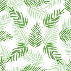 Naklejka na ściany i meble Seamless pattern with green palm leaves