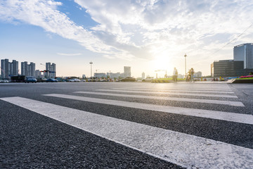 empty road with modern office building