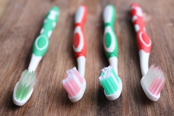 Toothbrush on wooden vintage