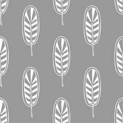 Vector seamless pattern in Scandinavian style with flowers and leaves