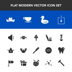 Modern, simple vector icon set with clothing, sky, up, sound, wildlife, kitchen, web, nature, audio, energy, cap, cup, plant, home, competition, download, sign, grater, cooking, cricket, fresh icons
