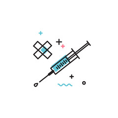Syringe and patch in the style of flat. Vector icon