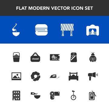 Modern, simple vector icon set with picture, coupon, road, background, price, sign, meal, fire, spoon, work, pepper, water, fireplace, discount, food, cake, fly, iron, store, soup, christmas icons